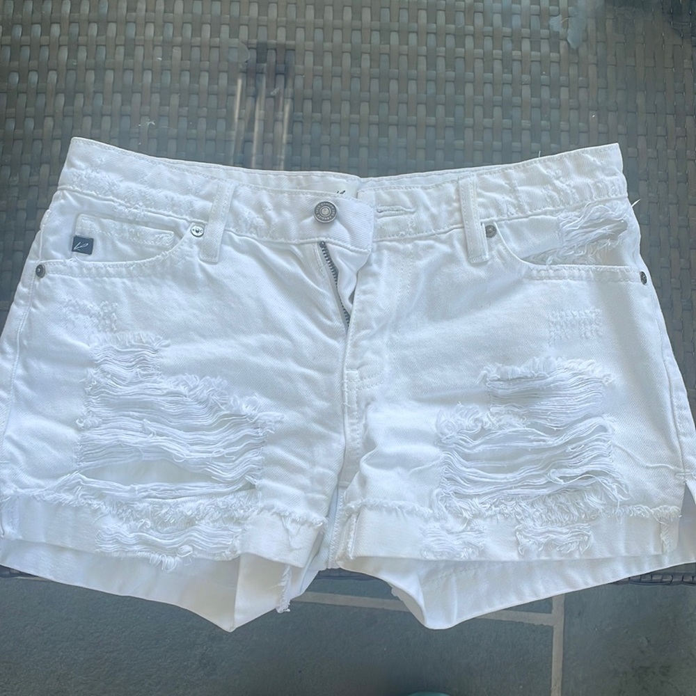 White denim shorts.